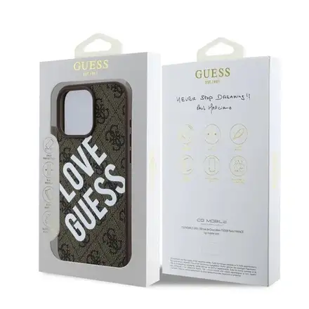 Guess PU Leather 4G Big Love Logo MagSafe kryt iPhone 16 Pro čierny