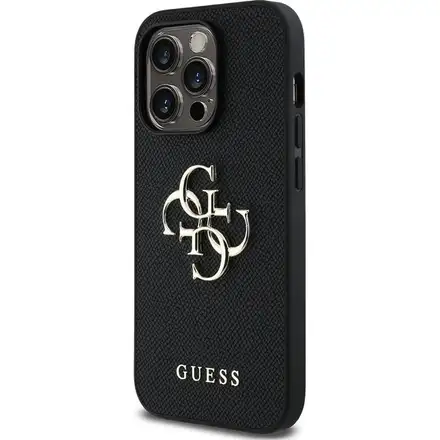 Guess PU Grained  4G Metal Logo kryt iPhone 13 Pro čierny