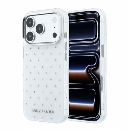 Karl Lagerfeld IML Rhinestones Allover kryt iPhone 18 Pro Max biely