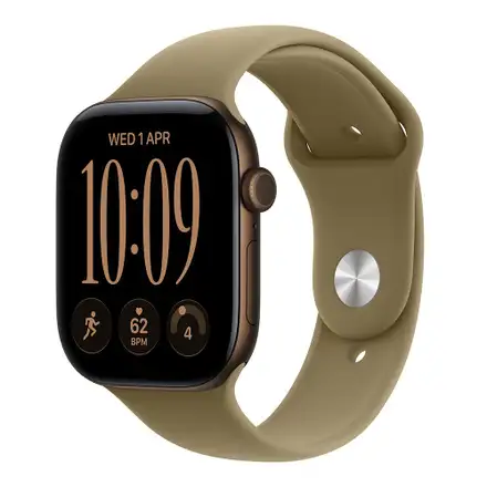 Apple Watch Series 12 GPS 46mm Dark Bronze Aluminium Case with Olive Sport Band - S/M