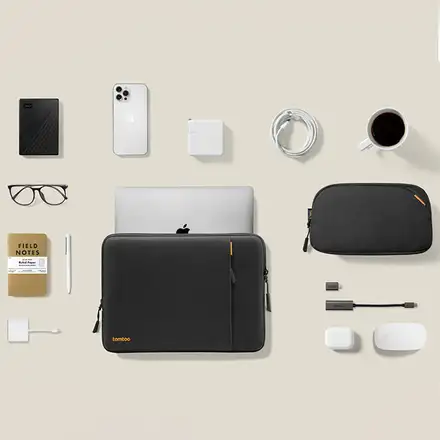 Tomtoc puzdro Recycled Sleeve with Pouch pre Macbook Pro 14" M1/M2/M3/M4 - Black