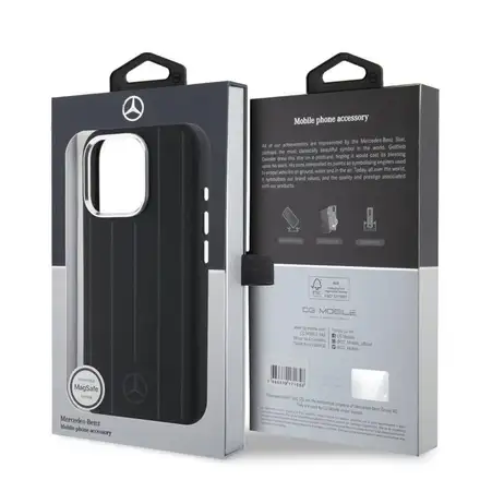 Mercedes Liquid Silicon Stripes Pattern MagSafe Zadný Kryt pre iPhone 16 Pro čierny