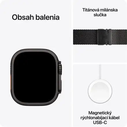 Apple Watch Ultra 3 GPS + Cellular 49mm Čierny titán s čiernym titánovým milánskym ťahom - S *Rozbalený*