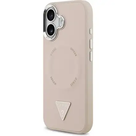 Guess PU Leather Triangle Logo MagSafe kryt iPhone 17 ružový