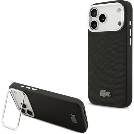 Lacoste Iconic Petit Pique Camera Stand MagSafe kryt iPhone 17 Pro čierny