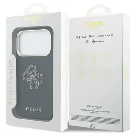 Guess PU Resin Logo kryt iPhone 17 Pro čierny