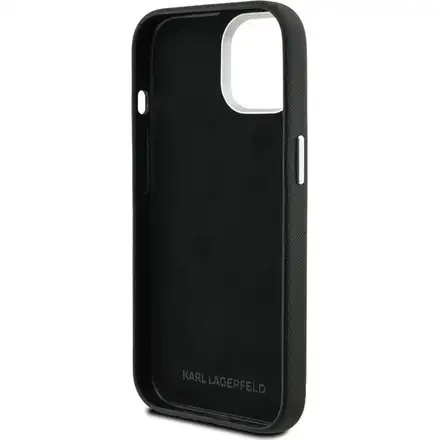 Karl Lagerfeld Grained PU K&CH Heads kryt iPhone 15 čierny