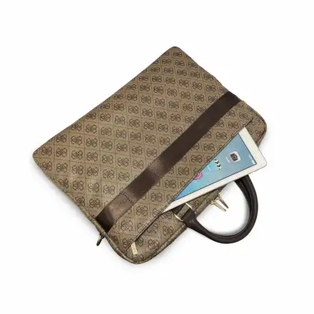 Guess PU 4G Metal Logo Brašna na MacBook 16" hnědá