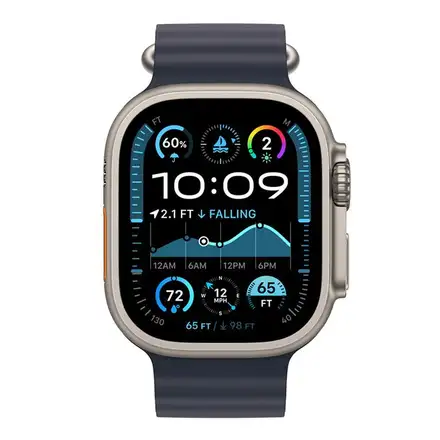 Apple Watch 49mm Navy Ocean Band - Natural Titanium Finish