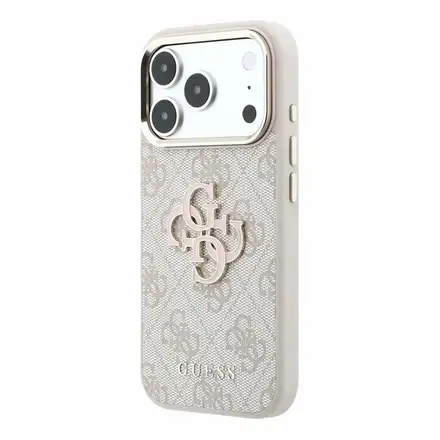 Guess PU 4G Resin Metal Logo kryt iPhone 18 Pro ružový