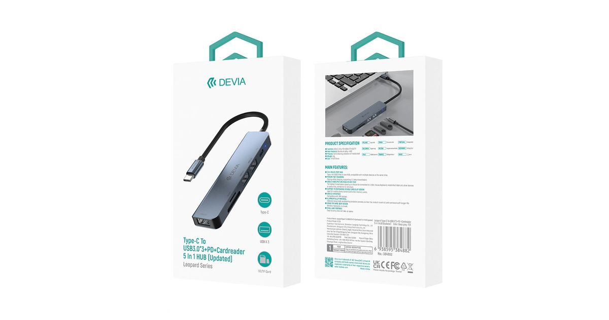 Devia USB-C Hub Leopard Series 5-in-1 EC135 - Deep Gray | iStores ...