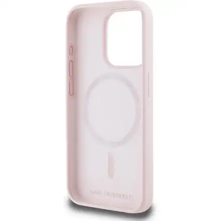 Karl Lagerfeld Liquid Silicone Double Heads MagSafe kryt iPhone 15 Pro ružový