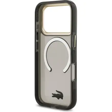 Lacoste PC/TPU Frosted Finish Gold Logo MagSafe kryt iPhone 17 Pro čierny