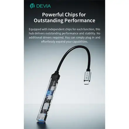 Devia USB-C Hub Lite 4 in 1 EC707 - Deep Gray