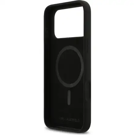 Karl Lagerfeld Liquid Silicone K&CH Sketch MagSafe kryt iPhone 17 Pro čierny
