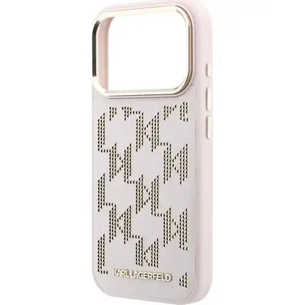 Karl Lagerfeld PU Perforated Monogram MagSafe MagSafe kryt iPhone 17 Pro Max ružový