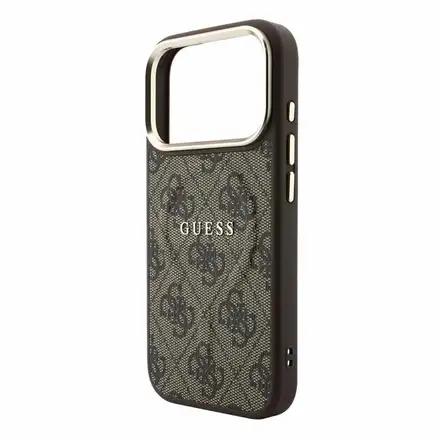 Guess PU Leather 4G Gold Frame Embossed MagSafe kryt iPhone 18 Pro Max hnedý