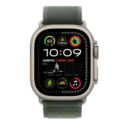 Apple Watch 49mm Green Trail Loop - M/L - Natural Titanium Finish *Rozbalený*