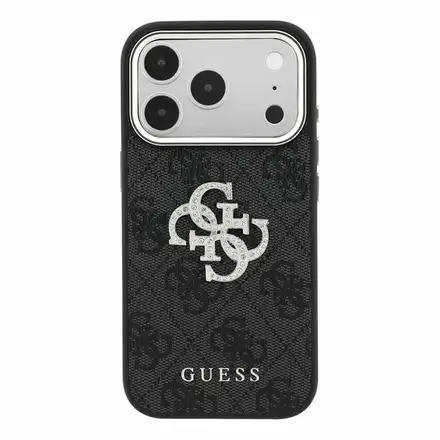 Guess PU 4G Strass Metal Logo kryt iPhone 18 Pro čierny