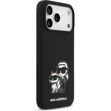 Karl Lagerfeld Liquid Silicone K&CH Sketch MagSafe kryt iPhone 17 Pro čierny