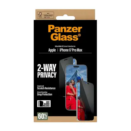 PanzerGlass ochranné sklo UWF 2-Way Privacy pre iPhone 17 Pro Max - Black Frame