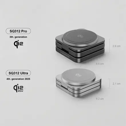 Cubenest 3v1 Qi2.2 Skladacia bezdrôtová magnetická nabíjačka SQ312 Ultra sivá