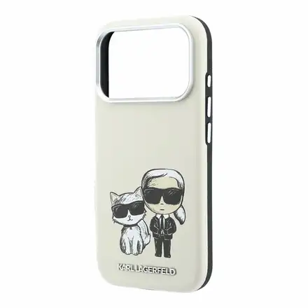Karl Lagerfeld PU Semi Wrap Smooth Sketch Bodies Magsafe kryt iPhone 18 Pro bežový