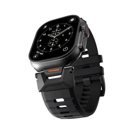 Epico Rubber Pro remienok s nerezovým zapínaním pre Apple Watch 49/46/45/44/42mm - čierna