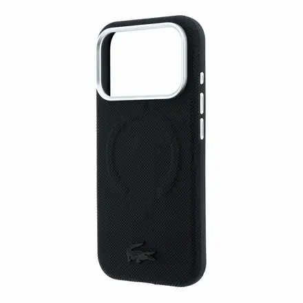 Lacoste PVC Petit Pique Semi Wrap Embossed MagSafe kryt iPhone 18 Pro Max čierny