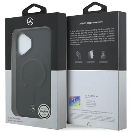 Mercedes PU Leather 3D MagSafe Zadný Kryt pre iPhone 17 čierny
