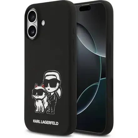 Karl Lagerfeld Liquid Silicone K&CH Sketch MagSafe kryt iPhone 17 čierny