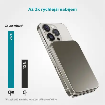 iStores by Epico UltraPack EM51 Qi2 5000 Slim Mag+ Powerbanka - titanová
