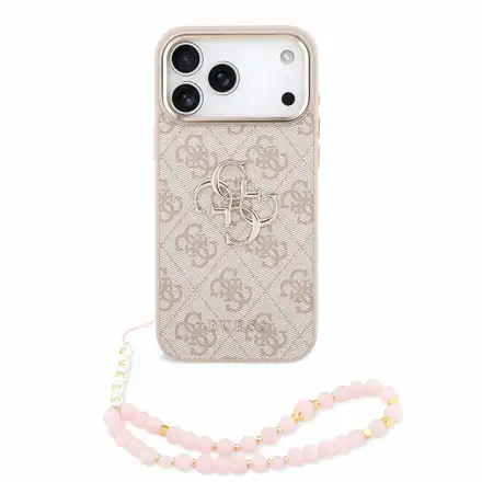 Guess PU 4G Metal Logo Strap kryt iPhone 18 Pro Max ružový