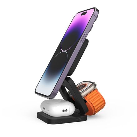 Cubenest 3v1 Skladacia bezdrôtová nabíjačka E310 - šedá