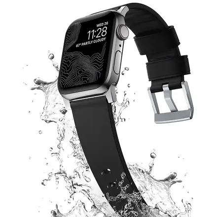 Nomad kožený remienok pre Apple Watch 44-49mm - Active Pro Black/Silver Hardware