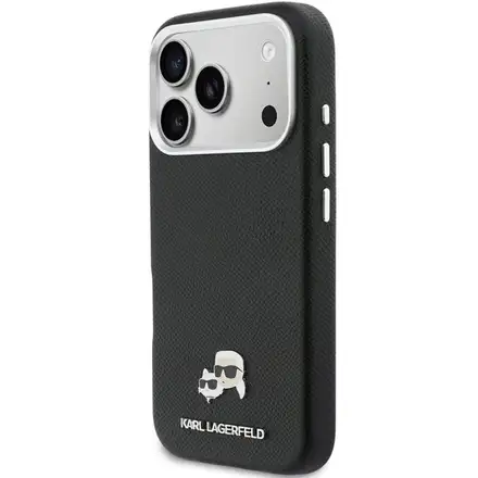 Karl Lagerfeld PU Karl and Choupette Heads Pins MagSafe kryt iPhone 17 Pro čierny