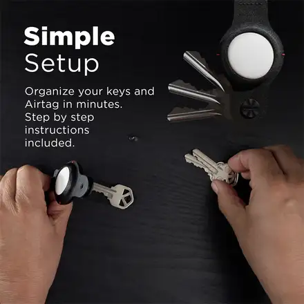KeySmart Air s púzdrom pre AirTag - vegan koža čierna