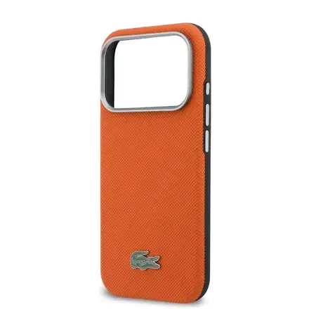 Lacoste PVC Petit Pique Semi Wrap MagSafe pre iPhone 17 Pro Max oranžový