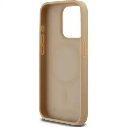 Karl Lagerfeld PU Leather Monogram Metal Logo MagSafe kryt iPhone 14 Pro Max béžový