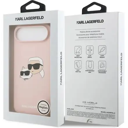 Karl Lagerfeld Liquid Silicone Double Heads MagSafe kryt iPhone Air ružový
