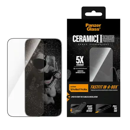 PanzerGlass ochranné sklo UWF Ceramic pre iPhone 18 Pro Max - Black Frame