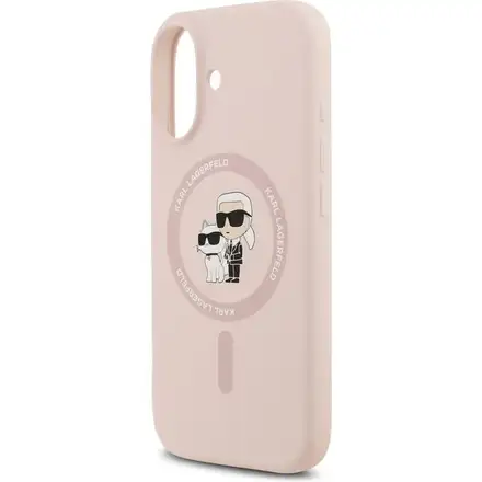 Karl Lagerfeld Liquid Silicone Karl and Choupette MagSafe kryt iPhone 17 ružový