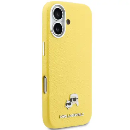 Karl Lagerfeld PU Karl and Choupette Heads Pins MagSafe kryt iPhone 17 žltý