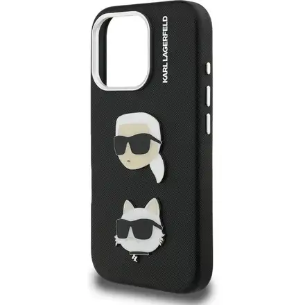 Karl Lagerfeld Grained PU K&CH Heads kryt iPhone 16 Pro Max čierny