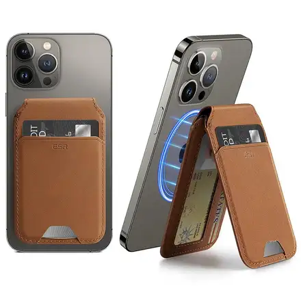 ESR Vegan Leather Magnetic Wallet Stand - Tan Suede