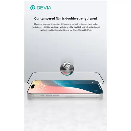 Devia ochranné sklo Van Series Anti-Static pre iPhone 16 Plus/15 Plus - Black Frame