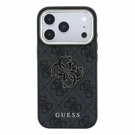Guess PU 4G Resin Metal Logo kryt iPhone 18 Pro Max čierny