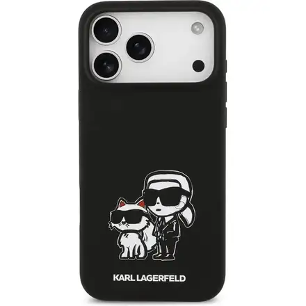 Karl Lagerfeld Liquid Silicone K&CH Sketch MagSafe kryt iPhone 17 Pro čierny