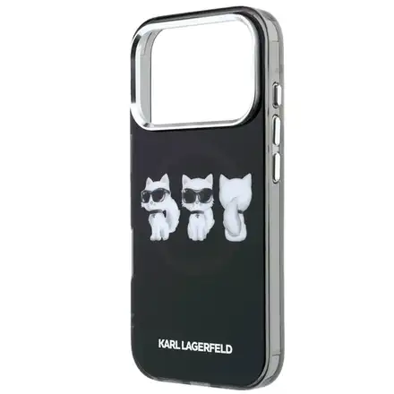 Karl Lagerfeld IML Choupette Trio Watercolor MagSafe kryt iPhone 17 Pro Max čierny