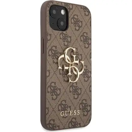 Guess PU 4G Metal Logo kryt iPhone 13 hnedý